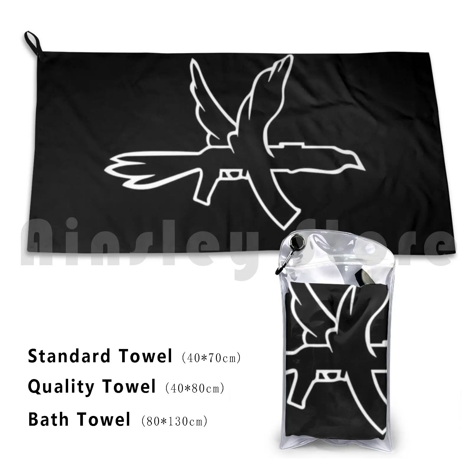 Columbine Custom Towel Bath Towel Columbine Rap Iencli Music Album Logo Dove Gun Armed Peace Black White