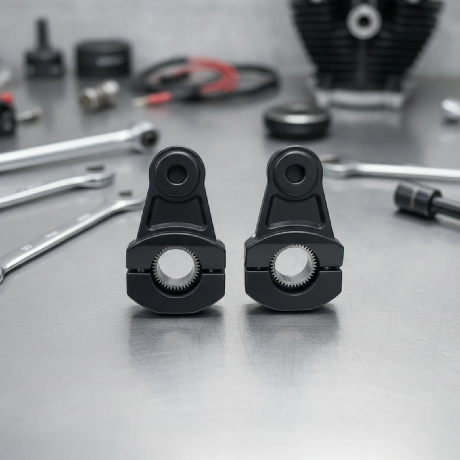 Handlebar Riser Clamp Adapter Matte Black Motorcycle Handlebar Riser with Pad Toothed Split for Motorcyclists, Motorcycles