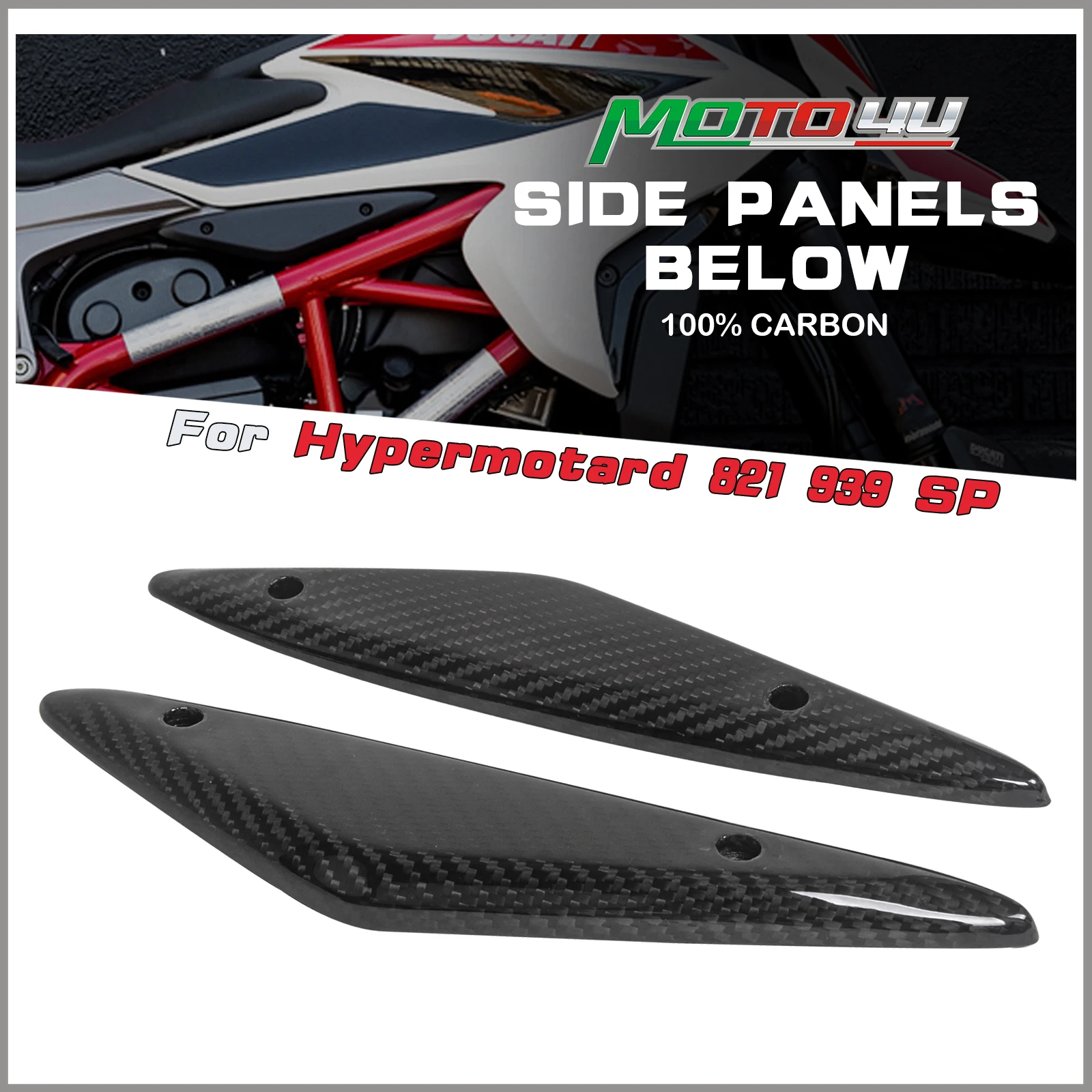 

For Ducati Hypermotard 821 939 SP Carbon Fiber Side Panels Below The Tank Motorcycle Side Cover Decoration