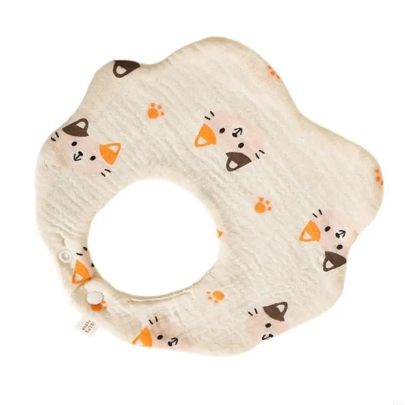 

L5YF Breathable & Absorbent Burp Cloths & Functional Baby Bibs Lovely Pattern Newborns Bibs Cotton Bibs for Infants Gift