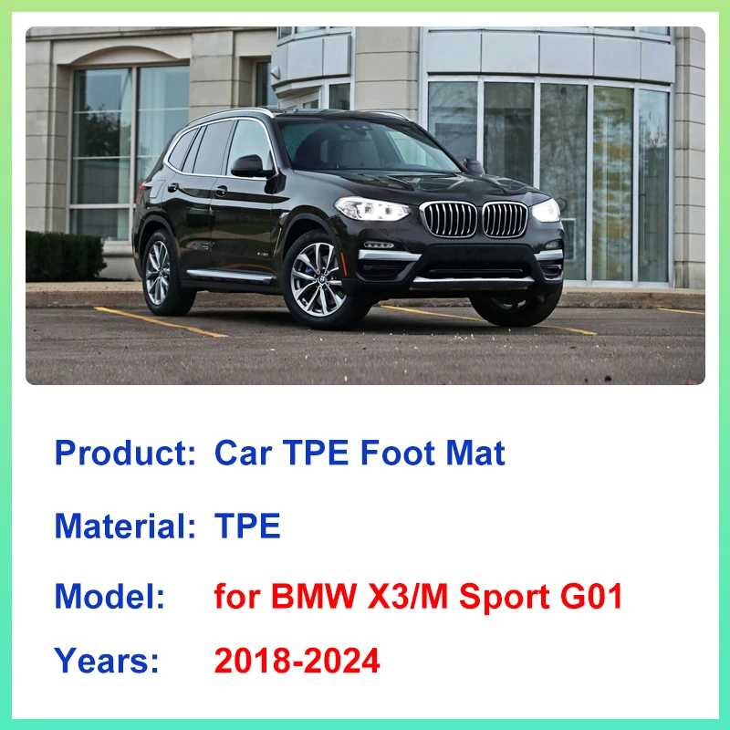 

Car Floor Mat For BMW X3 G01 M Sport M40d 2018~2024 LHD TPE Foot Panel Line Carpet Pad Waterproof Part Full Tappeto Accessories