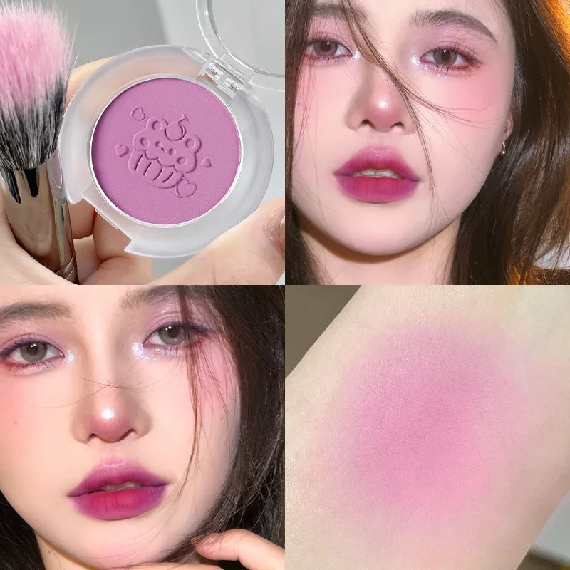 Purple Palette Blush Matte Powder Blusher Girl Peach Pink Makeup Pallete Natural Matte Cheek Cheek Contour Fack Blusher Cosmetic