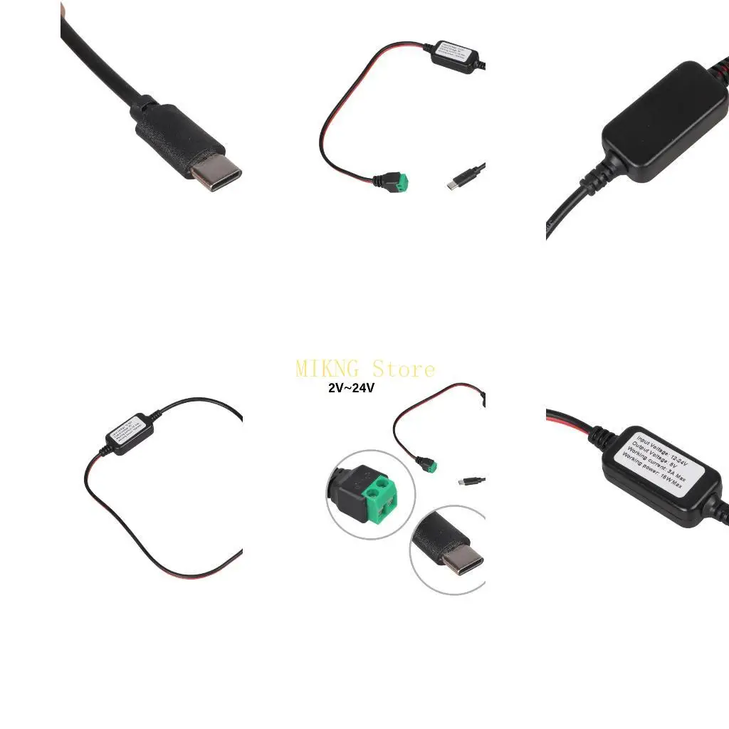 2Pin To Type C Male Charging Cable Step Down From 12V 24V To 5V 3A For Electronics And Gadgets