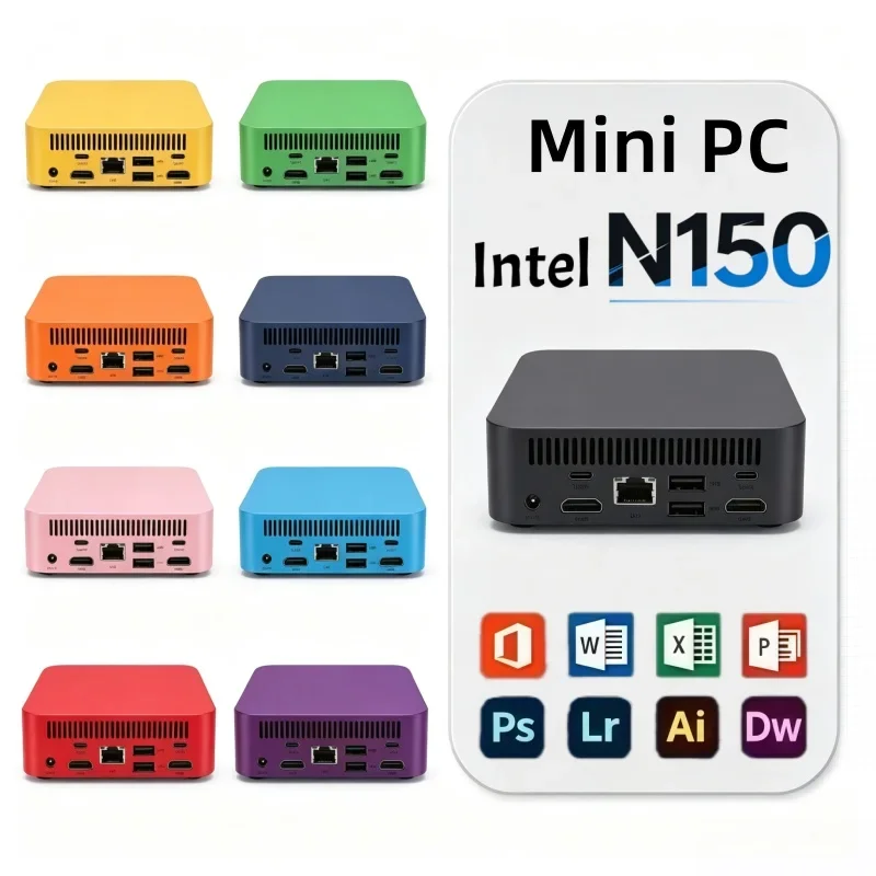 Windows 11 Mini PC Intel N150 Processor 16GB RAM 2TB SSD Wifi6 BT5.2 Pocket Size Portable Computer Office Gaming PC