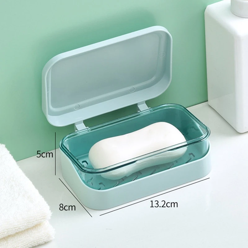 Double Layer Soap Box Travel  Soap Dish with Drainage System Transparent Storage Container for Bathroom Useful Pink Blue White