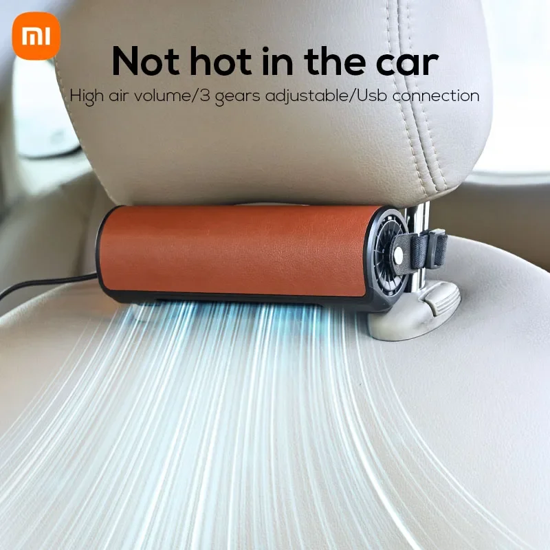 Xiaomi-Ventilador Portátil Interior do Encosto de Cabeça Traseiro, USB Plug in Ventilador do Assento de Carro, Energia Eólica Até Baixo Ruído, Ventilador Criativo