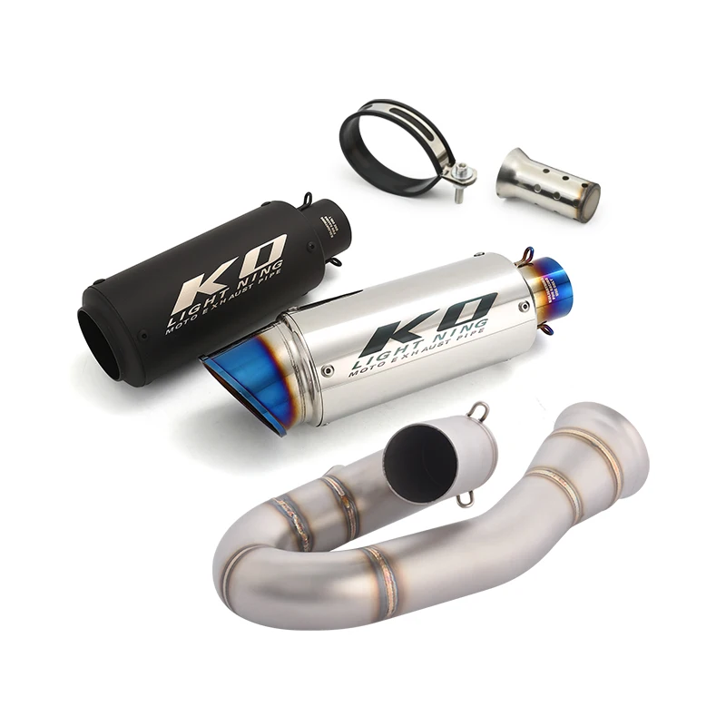 

For Zontes 703RR 2024-2026 Motorcycle Mid Exhaust Link Pipe Slip On Black Muffler Tips DB Killer Stainless Steel 703R 2025-2026