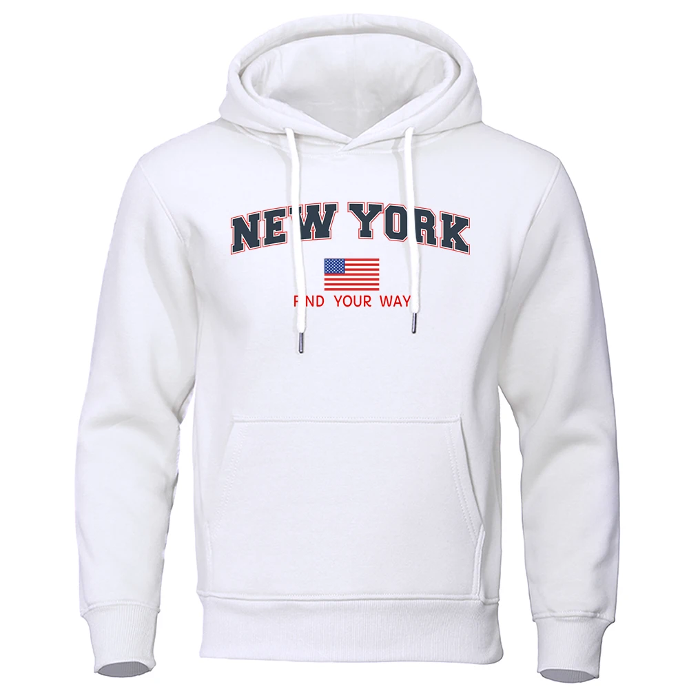 New York Find Your Way Usa Street Letter Hoody Mens Hip Hop Style Hoodie Loose Warm Sweatshirt Fashion Fleece Pullover Clothing