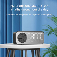 Wireless Bluetooth Speaker Clock Support TF Card FM Radio Desktop Dual Clock Alarm Multifunctional Mirror Surface Alarm Clock