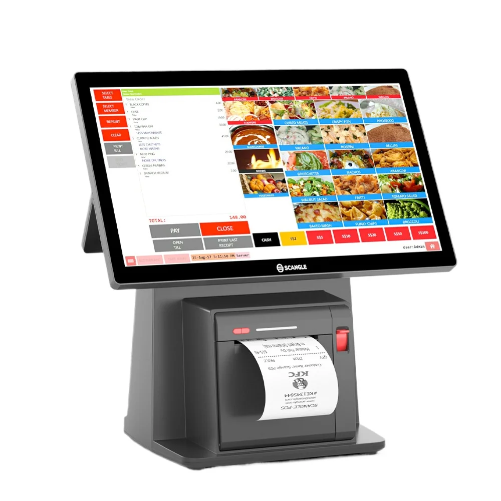 14 inch Android with printing cash register, supermarket catering commercial POS end point equipment