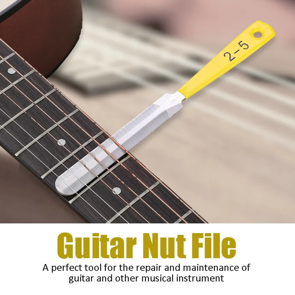 3Pcs Guitar Nut File Set Tapered V-Shaped Slotting Files Professional Plastic Handle for Ukulele Bass Luthier Tool Fret Wire