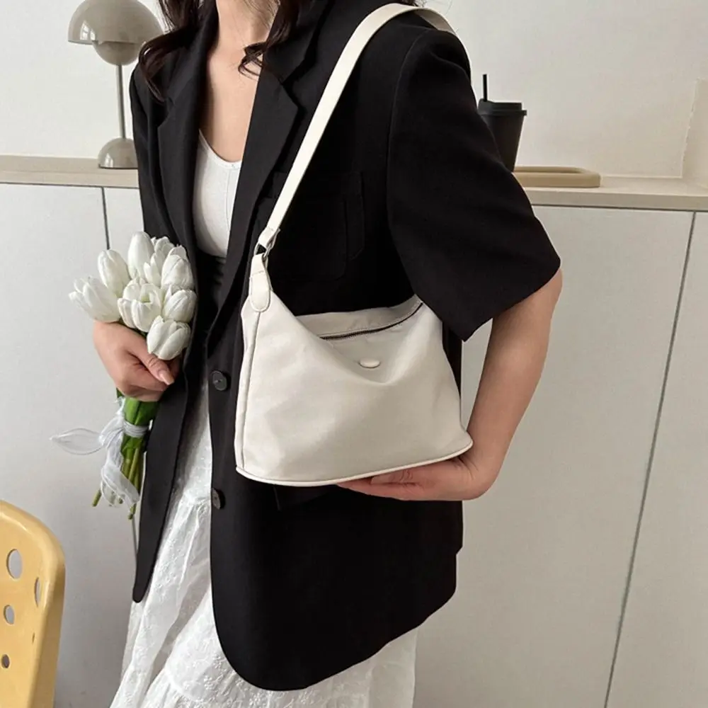 Solid Color Handbag Casual Large Capacity Oxford Cloth Shoulder Tote Bag Crossbody Women