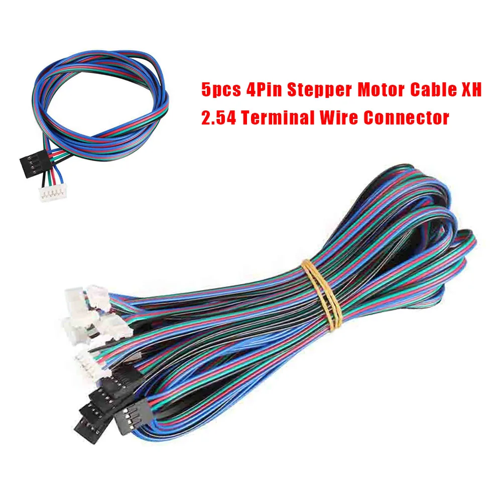 High performance 5x 4Pin Stepper Motor Cable XH2 54 Terminal Wire Connector Set for 3D Printer for nema17 Premium PVC