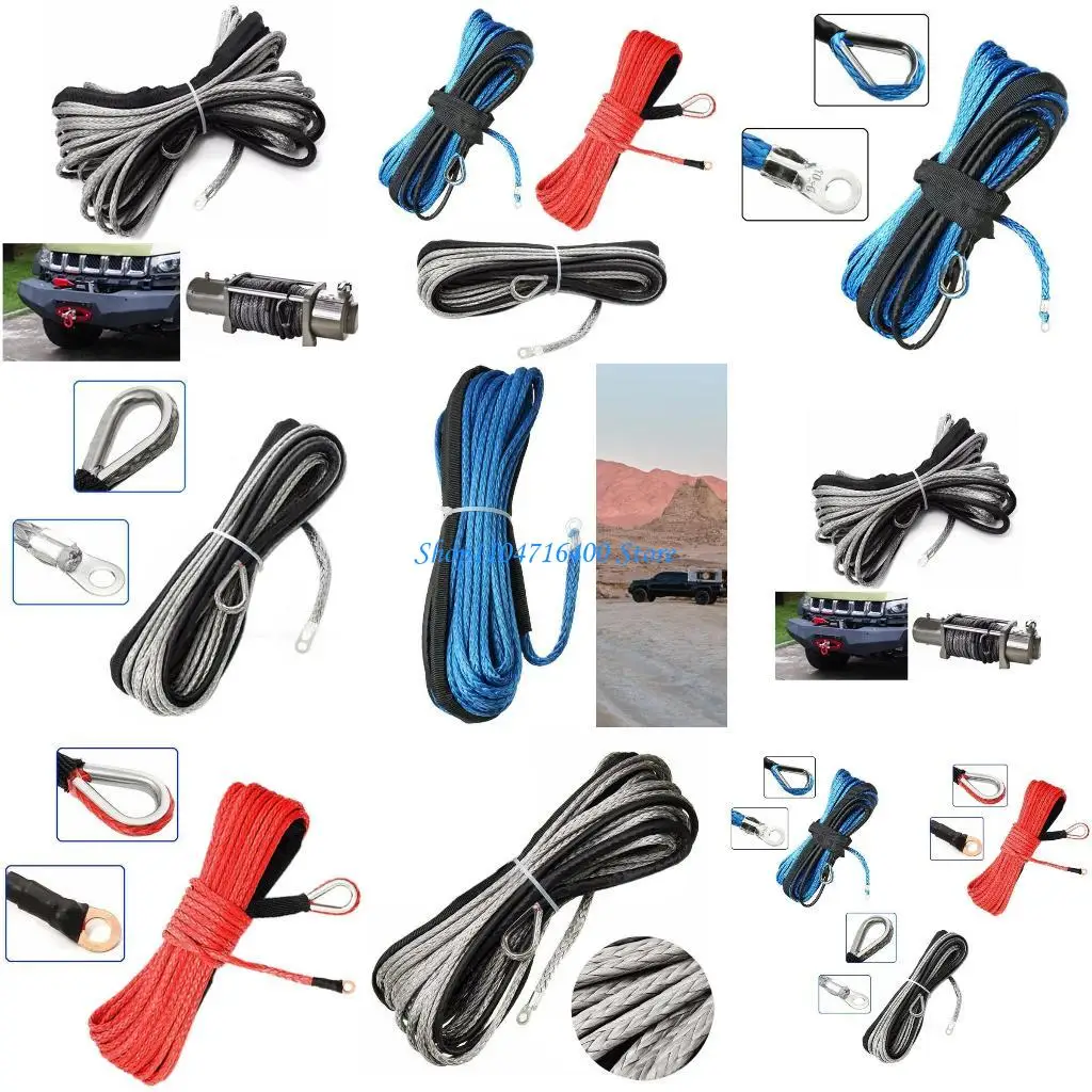 

y1gd Automotive Vehicle ATV UTV Off-road Boat Synthetic Tow Rope Strap with Hooks Emergency Heavy Duty Hauling Pulling Line