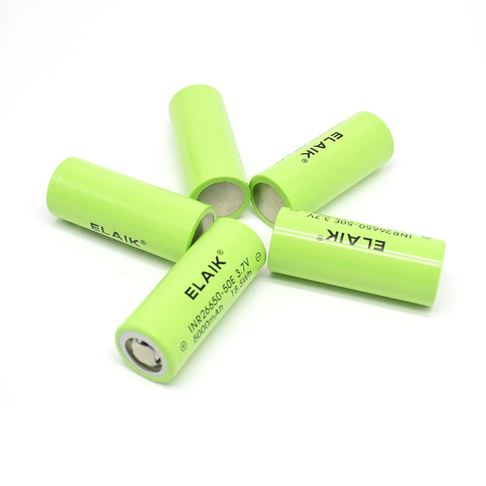 

4pcs ELAIK INR26650 5000mAh 3.7V High Capacity Rechargeable Lithium Battery Power Tool, Battery Car Battery 50E - Flat Head