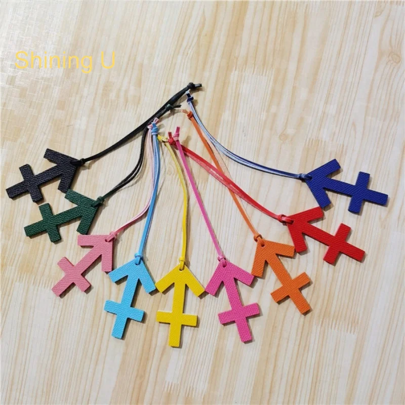 Shining U Genuine Leather Sagittarius Keychain for Women Men Fashion Accessory  Astrological Sign Bag Charms Gift