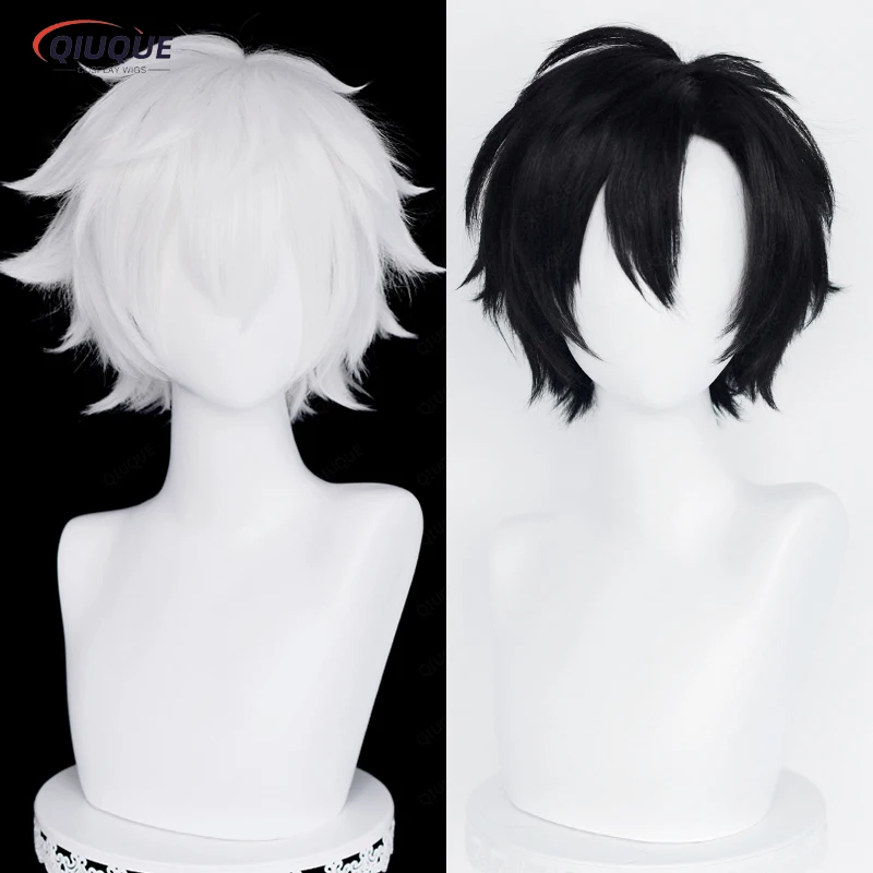 

Anime Link Click Lu Guang Cheng Xiao Cosplay Wig Short Black White Heat Resistant Synthetic Hair Anime Party Wigs + Wig Cap