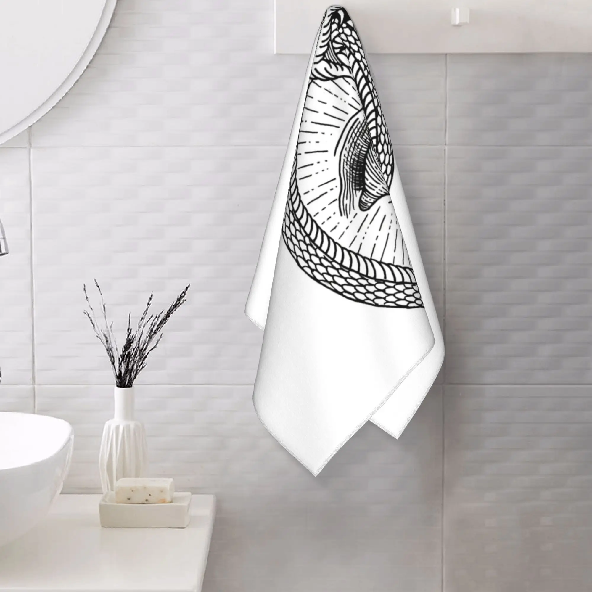Custom Esoteric Illustration Of Ouroboros Snake Soft Face Towel Quick Dry Pool Bath Cotton Towels Breathable