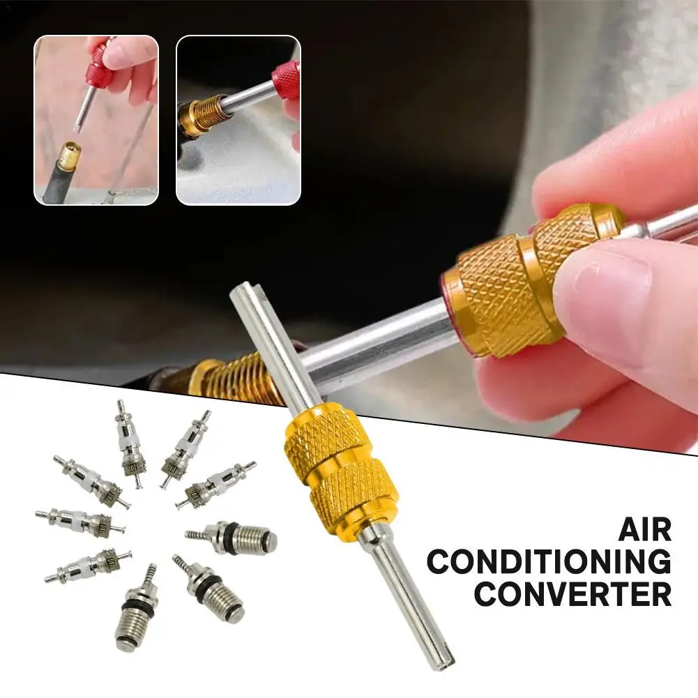 Vehicle Auto A/C R12 R134a Air Conditioning System Repair Tool - Car Air Conditioner Valve Core With Wrench Removal Installer