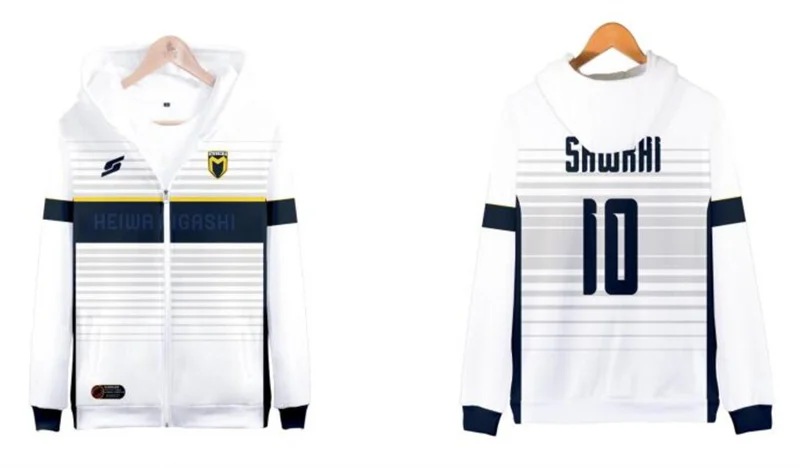 3D Print Anime Captain Tsubasa Ozora Tsubasa Kojiro Hyuga Costume Unisex Hoodie Zipper Hooded Jacket Soccer Jerseys Uniform