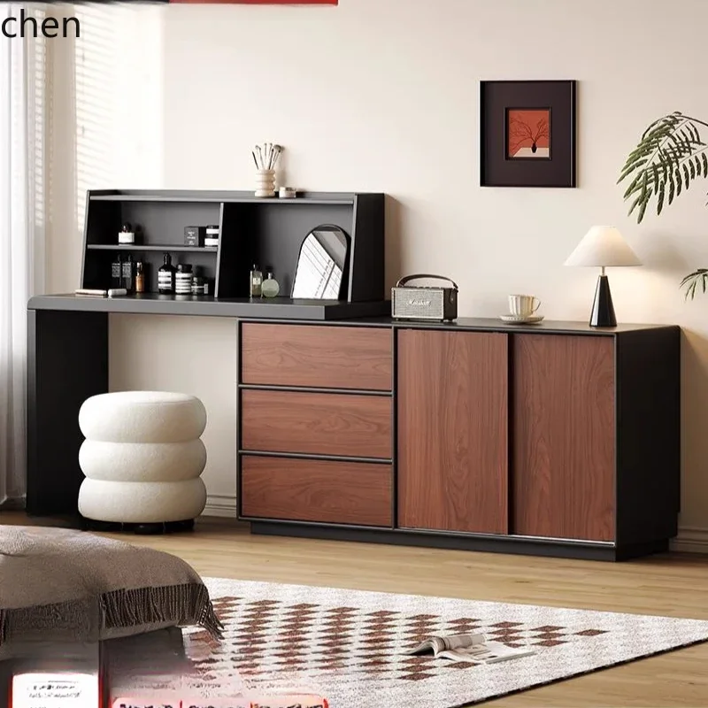 DSAretro dresser chest integrated bedroom walnut grain corner storage makeup table retractable