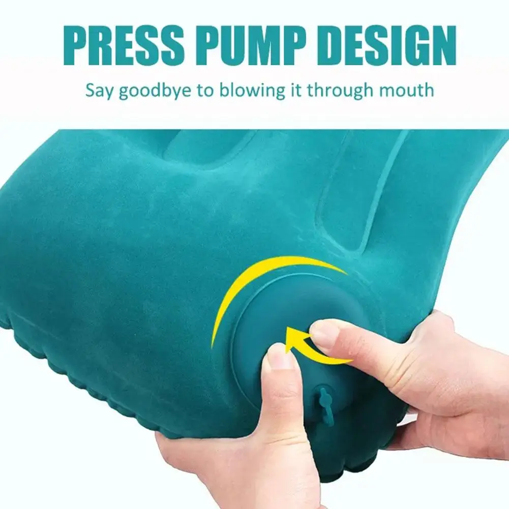 Portable Inflatable Pillow Press Type Inflatable Air U-shaped Neck Pillow Outdoor Travel Inflatable Backrest Cushion For Camping