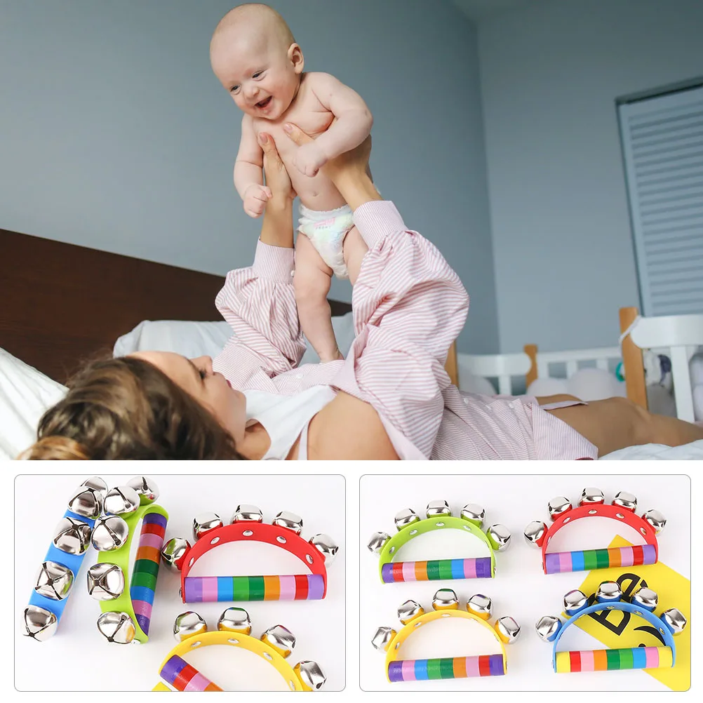 

3 Pcs Wooden Handbell Colorful Toys for Babies Baby Plaything Infant