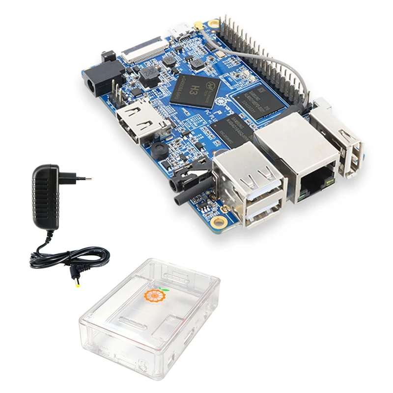 Для Orange Pi PC Plus макетная плата + адаптер питания + чехол H3 1 ГБ DDR3 с открытым исходным кодом Android 4,4 Ubuntu