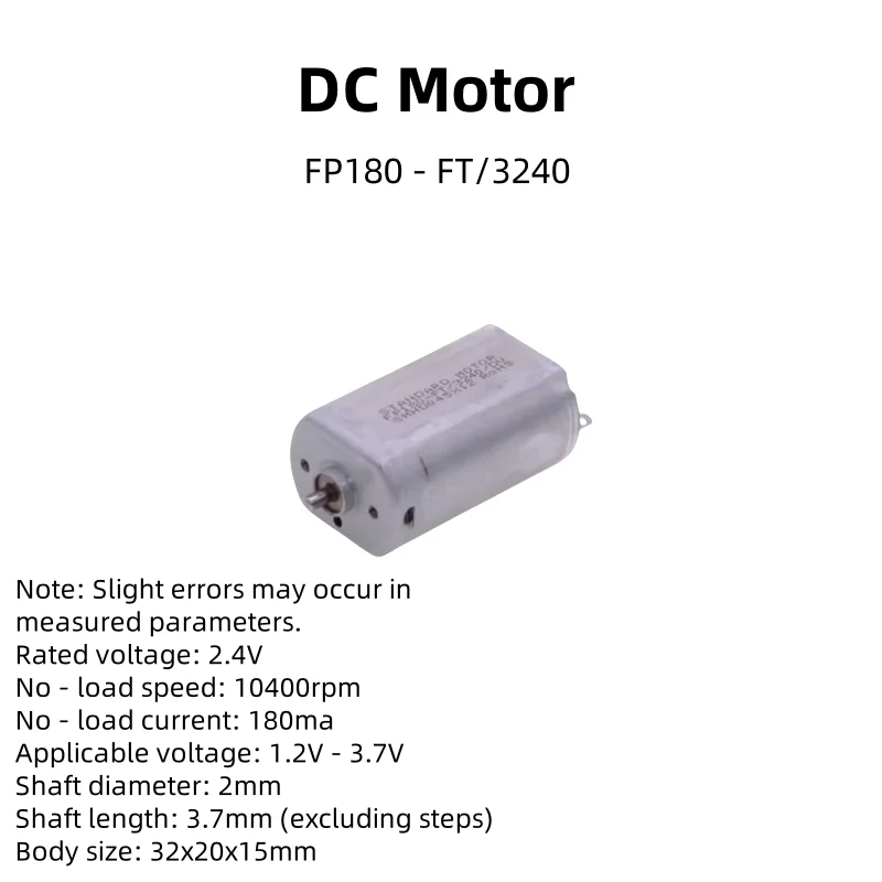Ff/Fp180 Motor: For Electric Shavers, Engravers & Hair Clippers. DC Voltages: 1.2V, 2.4V, 3V, 3.7V, 6V, 12V
