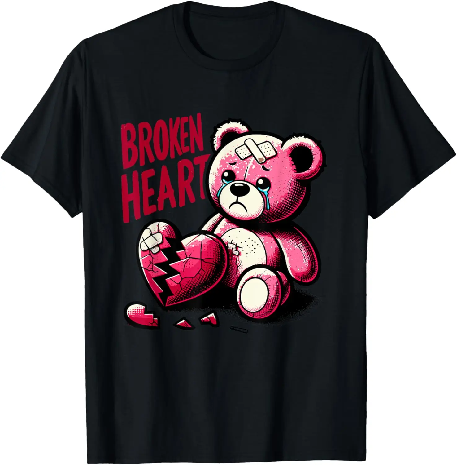 Crazy Love Hurt Broken Heart Pain Bear Valentine Day Retro T-Shirt