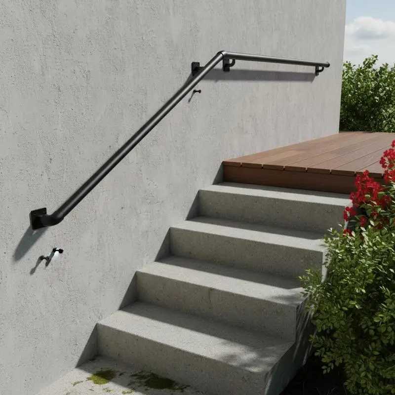 

Free Shipping-Galvanized Aluminum Stairway Grab Bar 4ft For Indoor Outdoor Steps Porch, Industrial Pipe Design 1.26 inch Diameter Safety Railing Support Hardware