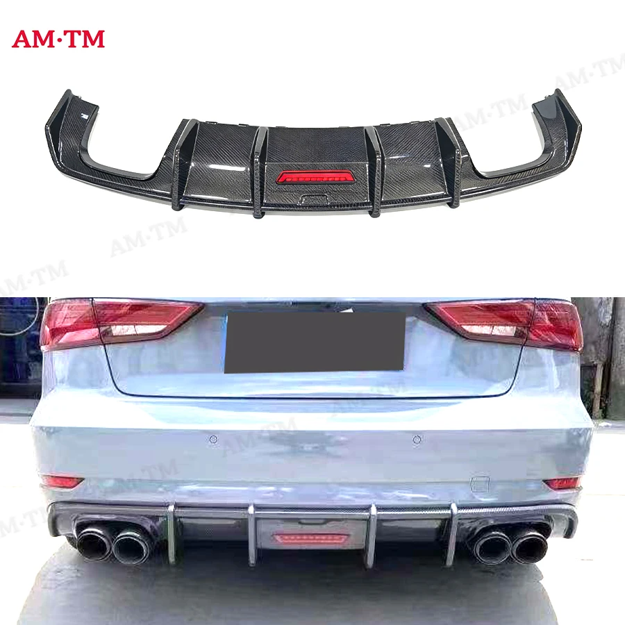 For Audi S3 2014-2016 Carbon Fiber Car Rear Bumper Lip Diffuser Spoiler Parts Back lip Upgrade Body kit