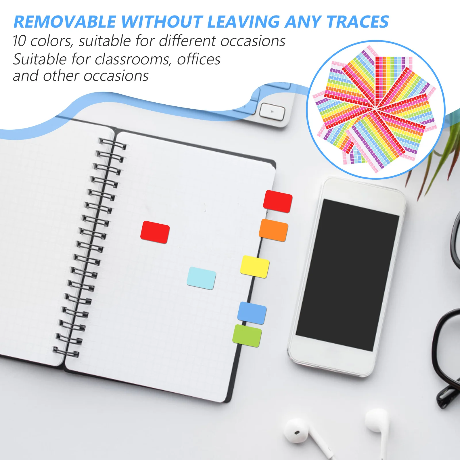 

10 Sheets Colorful Coding Stickers Rectangular Colored Labels For Home Office Organization Diy Multi-Function
