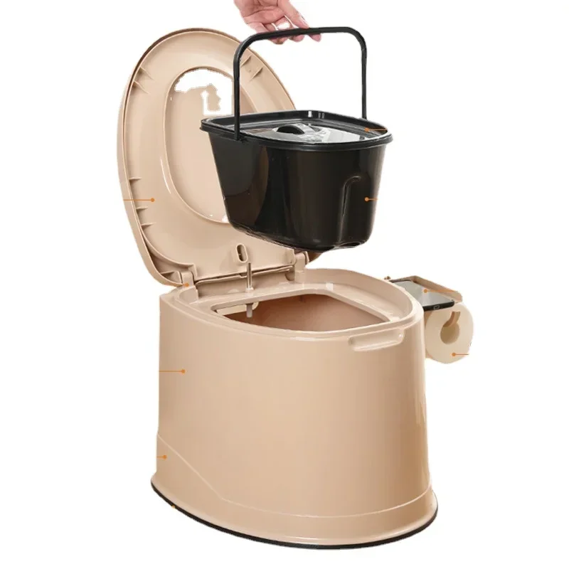 Elderly Plastic Toilet Stool Home Adult Pregnant Women Mobile Sanitary Toilet Chair Indoor Odor-proof Sitting Chair