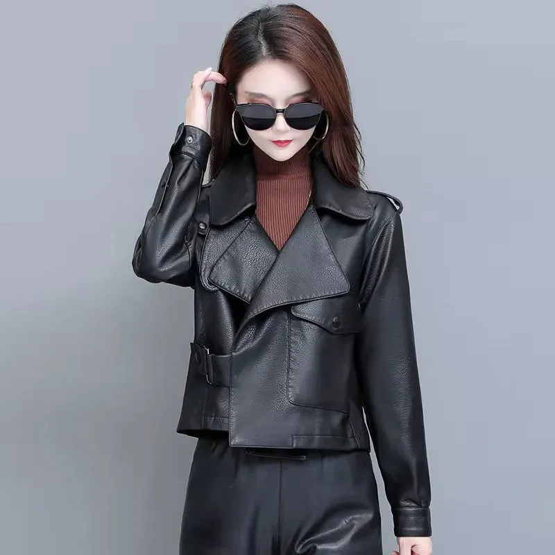 2025 neue Stile Frauen Mode Echtem Schaffell Leder Jacke Mode Lässig Frühling Leder Mantel Frauen