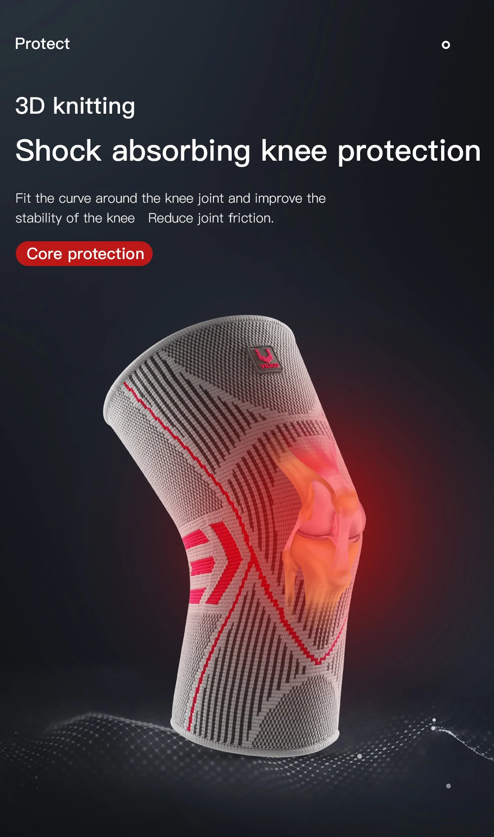 Vilico 1 Stück Kniestütze aus Nylon für Sport und Fitness, Kompressionsärmel, Knieschoner für Arthritis, Gelenke, Radfahren, Laufen – Detail 6