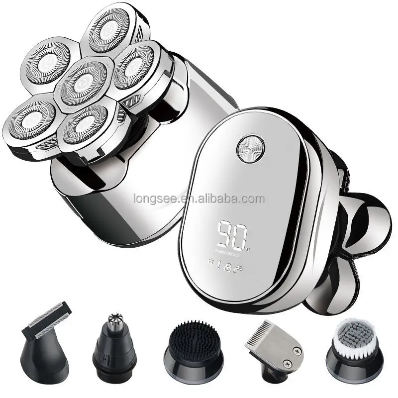 2026-new-model6-in-1-multi-function-waterproof-small-skull-head-machine-electric-led-display-cordless-portae-shaver-facial-ra