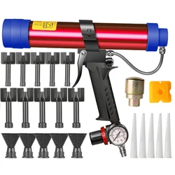 Adjustable Pneumatic Glass Glue Gun Air Rubber Gun Tool 310ml Hard Glue Sealant Applicator Caulking Gun Tool with Plastic Cones