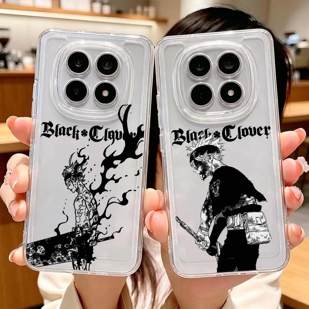 Black Clover For Xiaomi Redmi Note 15 14 13 12 11E 9 Pro Pro+ 4G 5G Protective Transparent Phone Case Cover