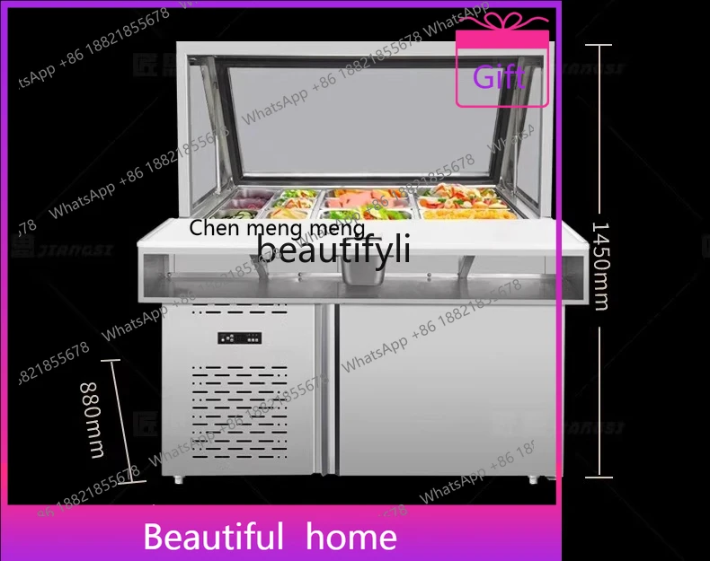 

FF a56 Салатный шкаф цилиндрического типа, стол для соуса, разбрасыватель пиццы, морозильная камера, коммерческий холодильный шкаф для хранения свежести