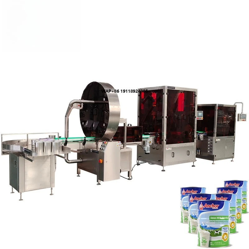High-Accuracy Milk Powder Packaging Canning Line with Auger Filler Nitrogen Flushing Filling Seaming