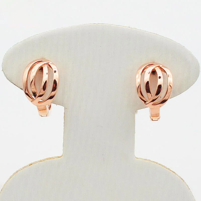 585 Purple Gold Geometric earrings for women Simple Shiny Plating 14K Rose Gold Hollow out earring Party Jewelry Gift
