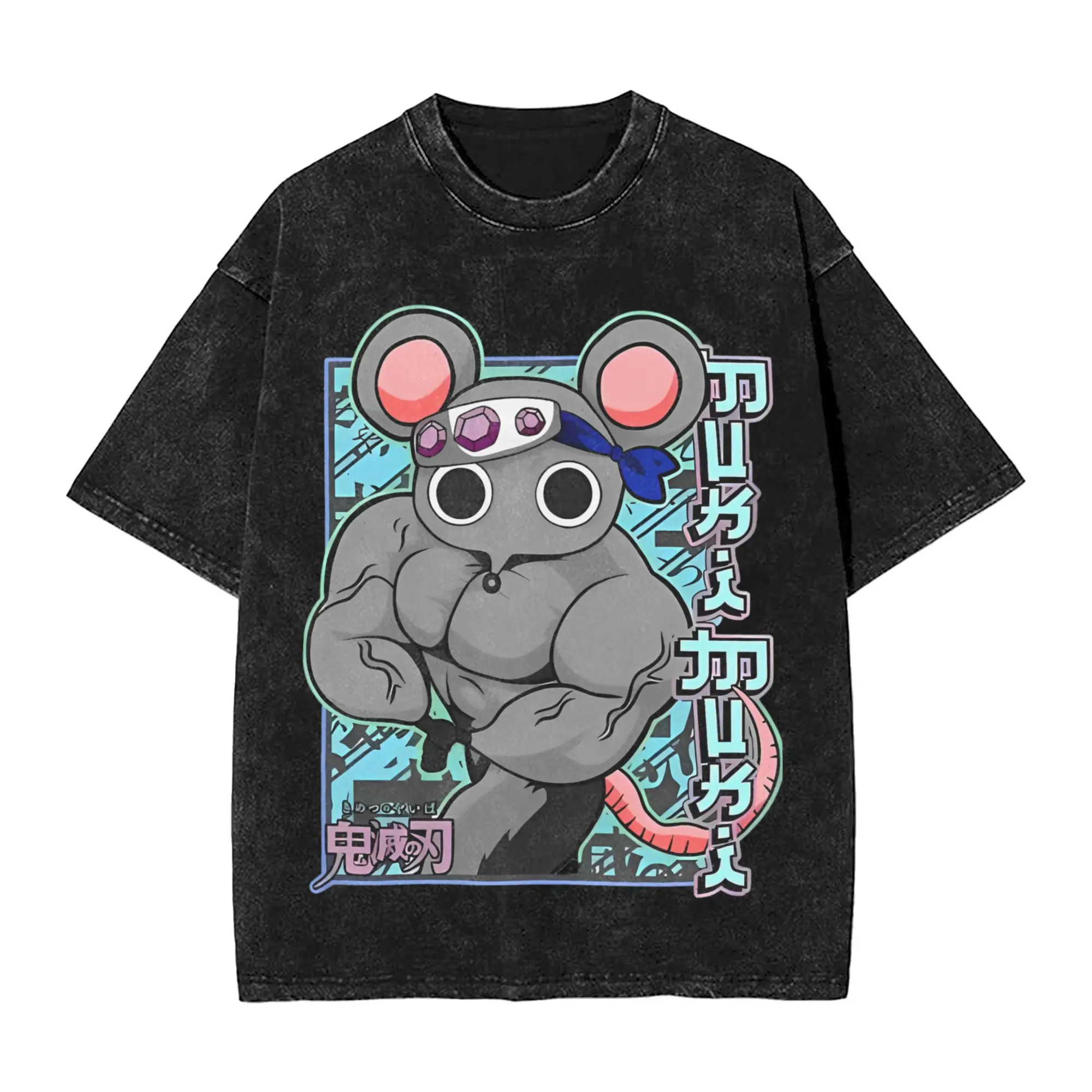 

Hot Anime Demon Slayer Kamado Tanjirou Print Tee Men Vintage Washed T-shirts Casual Cotton T Shirt Harajuku Male Manga T-shirt