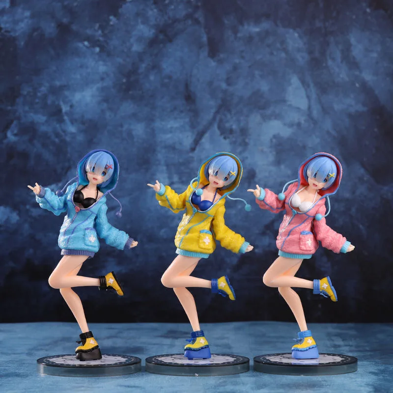 ReZero Rem Winterpullover Strickwaren Figur PVC Anime Statue Sammlerstück Desktop-Deko PC-Gehäuse-Ornament Kawaii Geschenk für Fans