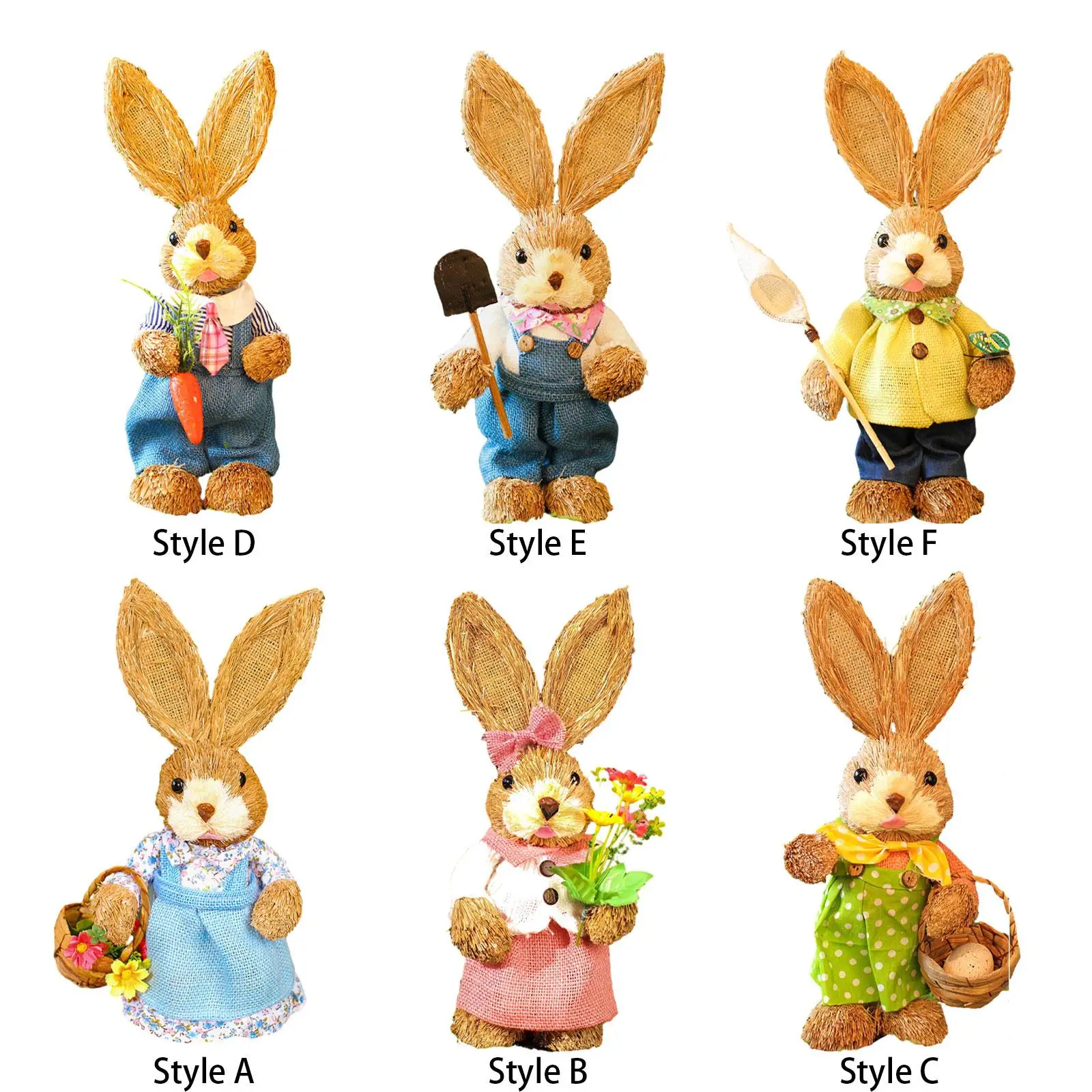 Straw Bunny Figurine DIY Material Pack Party Supplies Parent Child Craft Easter