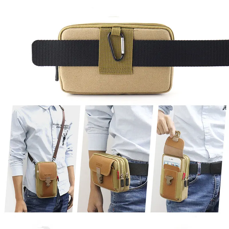 Men Multi-function Waist Bag Casual Mobile Phone Purse Pocket Outdoor Sports Tactical Pouch Belt Waist Pack Bag Running Pouch