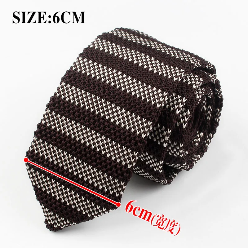 New 6cm Vintage Slim Knit Tie for Men Business Leisure Skinny Necktie Burgandy Colorful Striped Dots Fashion Retro Ties Corbatas