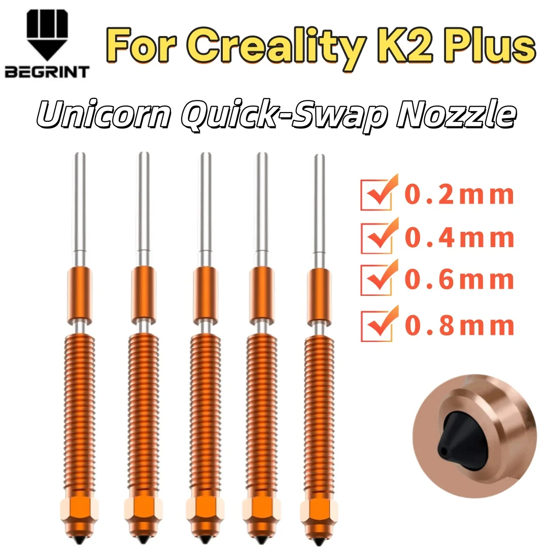 For Creality K2 Plus Replacement High Temperature 3D Printer Nozzle Titanium Alloy Unicorn Quick-Swap Anti-Clog Accessories