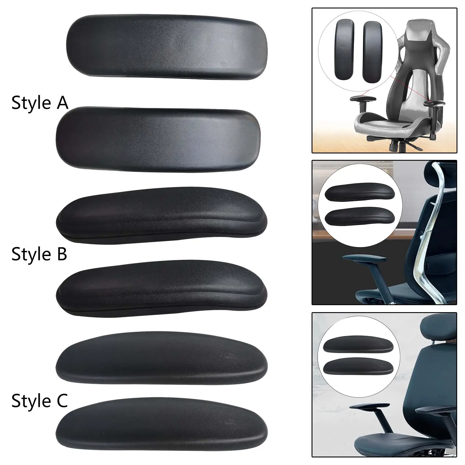 With Screw 2 Pieces Fittings Office Chair Arm Covers Cushions Pad Comfort Armrest Arm Replacement Armrest Pads for Gaming Chair