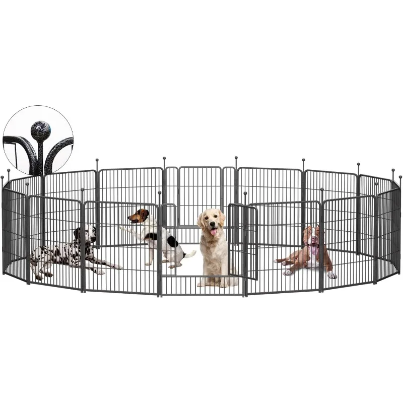 Dog Playpen,32/40/45 Inch Height in Heavy Duty, Folding Indoor Outdoor Anti-Rust Dog Exercise Fence, Portable Pet Playpen